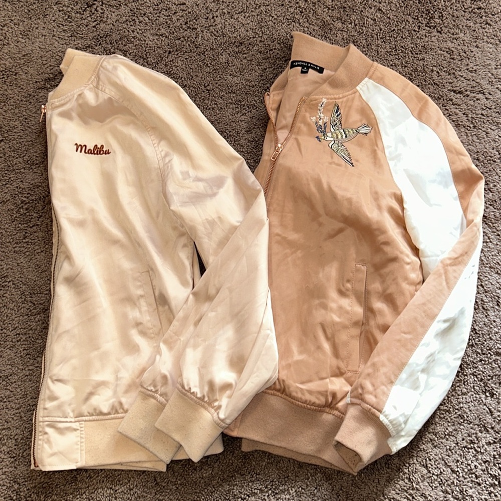 Kendall & Kylie pink white Malibu and embroidered size small track jacket bundle